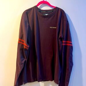 Harley-Davidson Brown Long Sleeve Tee with Red Accents